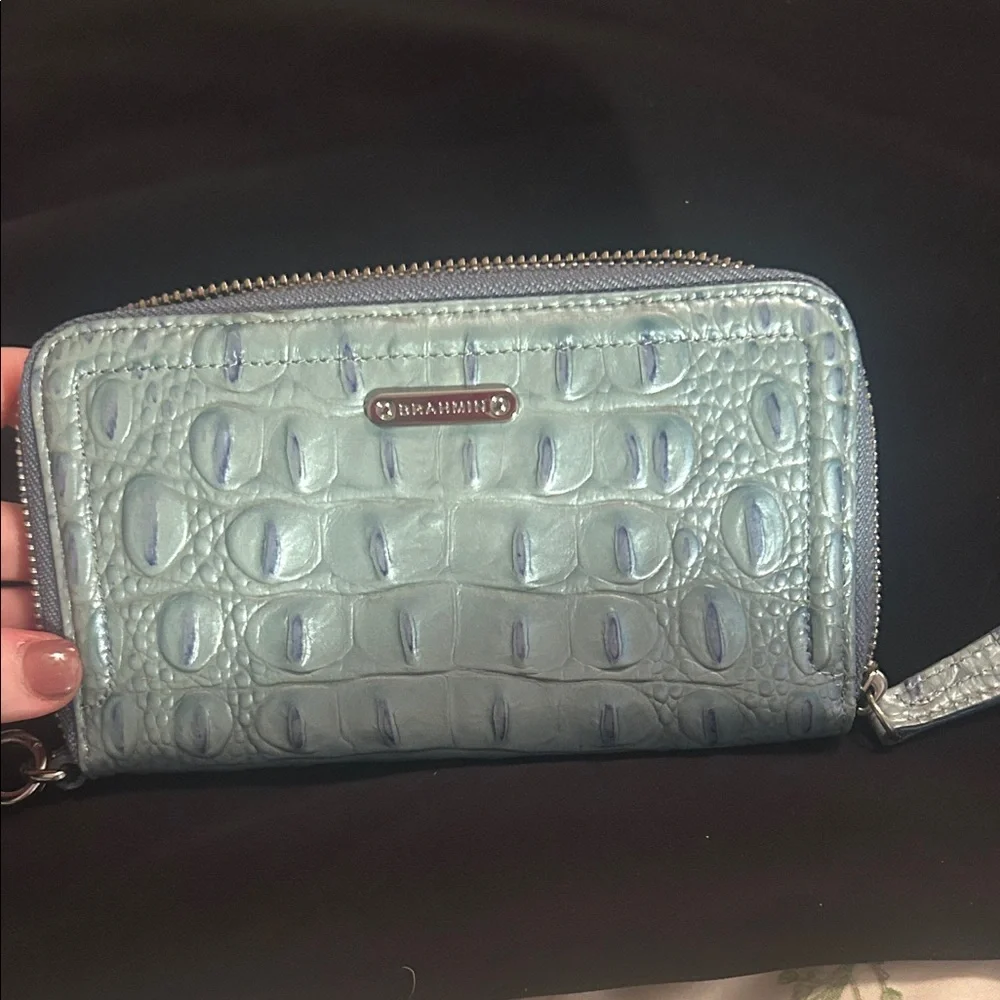 Brahmin Light Blue Croc-Embossed clutch/wallet - Picture 1 of 7